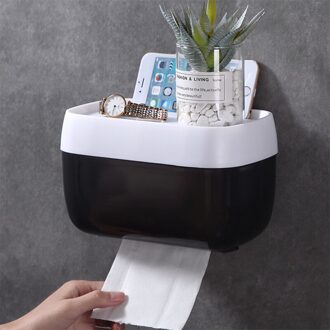 4 Kleur Dubbele Laag Toiletrolhouder Wc Tissue Box Wall Mount Multifunctionele Waterdichte Badkamer Storag Duurzaam Thuis Black2