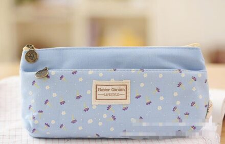 4 Kleur Dubbele Rits Potlood Gevallen Potloden Draagbare Student Briefpapier Opslag Potlood Tas Voor School Kantoorbenodigdheden 1 Pcs licht blauw