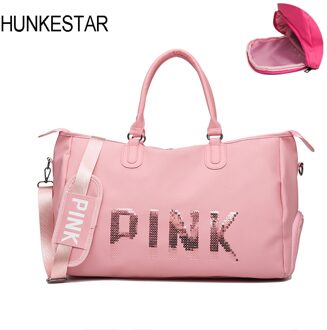 4 kleur Roze Rood Zwart Sporttas Sporttassen voor Fitness Vrouwen Training Schoenen Schouder Lederen Tas Sport Dames Pailletten letters roos rood