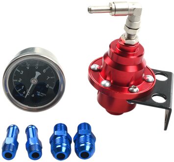 4 Kleur Universele Verstelbare Aluminium Fuel Pressure Regulator Met Gauge Kit Zwart Rood Zilver Blauw Auto Fuel Pressure Regulator