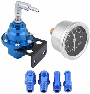 4 Kleur Universele Verstelbare Aluminium Fuel Pressure Regulator Met Gauge Kit Zwart Rood Zilver Blauw Auto Fuel Pressure Regulator