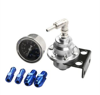 4 Kleur Universele Verstelbare Aluminium Fuel Pressure Regulator Met Gauge Kit Zwart Rood Zilver Blauw Auto Fuel Pressure Regulator