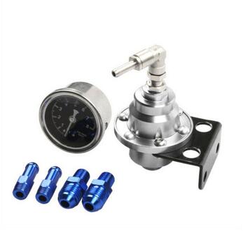 4 Kleur Universele Verstelbare Aluminium Fuel Pressure Regulator Met Gauge Kit Zwart Titanium Olie Drukregelaar sliver