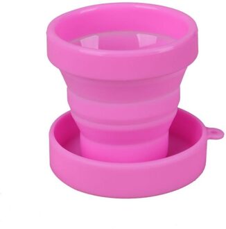 4 Kleuren 170Ml Draagbare Siliconen Telescopische Inklapbare Telescopische Cup Reizen Servies Inklapbare Cup Candy Outdoor Camping roze