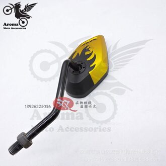 4 kleuren beschikbaar fire decal rood geel blauw motorfiets achteruitkijkspiegel universele 8 MM 10 MM moto spiegels motorbike zijspiegel Goud