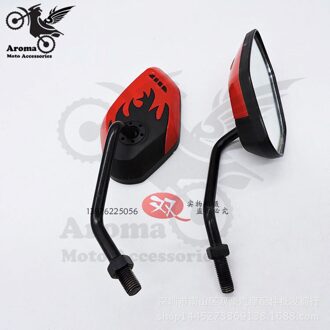 4 kleuren beschikbaar fire decal rood geel blauw motorfiets achteruitkijkspiegel universele 8 MM 10 MM moto spiegels motorbike zijspiegel