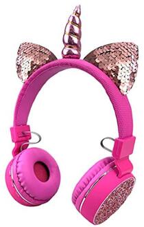 4 Kleuren Bluetooth Wireless Leuke Opvouwbare Eenhoorn Kids Meisje Gaming Headset Hoofdtelefoon Noise Cancelling Jack 3.5Mm Met Mic roze 01