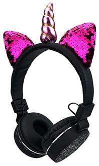 4 Kleuren Bluetooth Wireless Leuke Opvouwbare Eenhoorn Kids Meisje Gaming Headset Hoofdtelefoon Noise Cancelling Jack 3.5Mm Met Mic zwart 01