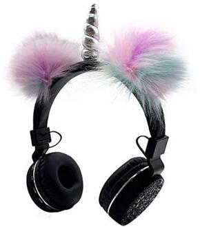 4 Kleuren Bluetooth Wireless Leuke Opvouwbare Eenhoorn Kids Meisje Gaming Headset Hoofdtelefoon Noise Cancelling Jack 3.5Mm Met Mic zwart 02