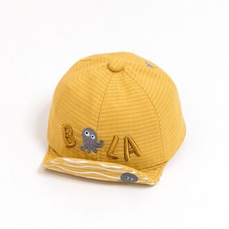 4 Kleuren Kinderen Geborduurde Brief Leuke Zonnescherm Hoed Baby Katoen Zonnebrandcrème Zachte Rand Baseball Cap geel