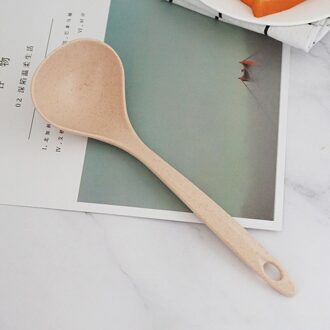 4 Kleuren Lange Handvat Soep Lepel 1 Stuks Diner Scoops Tarwe Stro Rijst Pollepel Servies Servies Keuken Accessoires Koken Tool beige