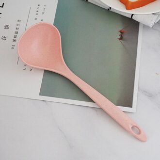 4 Kleuren Lange Handvat Soep Lepel 1 Stuks Diner Scoops Tarwe Stro Rijst Pollepel Servies Servies Keuken Accessoires Koken Tool roze