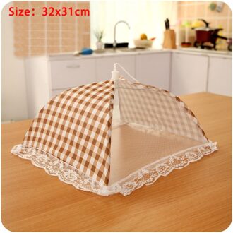 4 Kleuren Opvouwbare Tafel Voedsel Deksel Paraplu Stijl Anti Fly Mosquito Keuken Koken Gereedschap Maaltijd Cover Tafel Gaas Mesh Voedsel cover beige