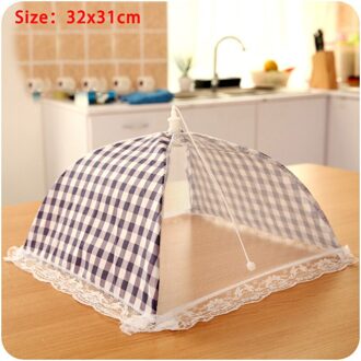 4 Kleuren Opvouwbare Tafel Voedsel Deksel Paraplu Stijl Anti Fly Mosquito Keuken Koken Gereedschap Maaltijd Cover Tafel Gaas Mesh Voedsel cover blauw