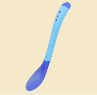 4 Kleuren Temperatuur Sensing Lepel Voor Kinderen Jongens Meisjes Siliconen Lepel Voeden Baby Lepels Peuter Bestek blauw lepel
