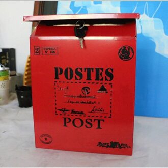 4 kleuren Vintage Metal Mail Box Case Metalen Tin Krant Brief Mailbox Waterdichte Post Doos Afsluitbare Doos Tuin Ornament Rood