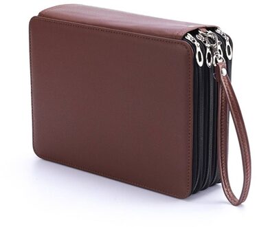 4 Lagen Grote Capaciteit Etui Houder Waterdicht School Doos Draagbare Pu Leer Potlood Tas Potloden Pouch Voor Student koffie