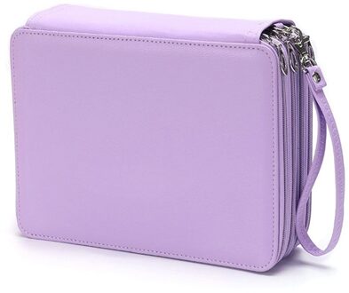 4 Lagen Grote Capaciteit Etui Houder Waterdicht School Doos Draagbare Pu Leer Potlood Tas Potloden Pouch Voor Student paars