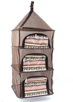 4 Lagen Outdoor Camping Multi-Functie Vouwen Opknoping Mesh Opslag Mand Vis Droogrek