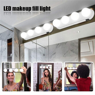 4 lampen Spiegel Licht Batterij Wandlamp 5500K Spiegel Lampen Schakelaar Led Make-Up Vanity Light Kit Badkamer Front Tafel make up Lights