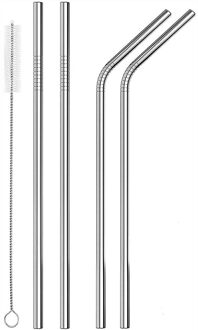 4 Lange Rvs Rietjes Past 20 Ozs Cups Met Reinigingsborstel Herbruikbare Metalen Rietjes Bar Accessoire # YL10
