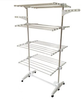 4 Layer Kleerhanger Rack Floor Hanger Opslag Garderobe Kleding Droogrekken Opvouwbare Voeten Duurzaam Kledingrek Hwc