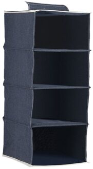 4-Layer Opknoping Bag Closet Garderobe Kleding Organisator Mand Boodschappen Opberglade Doos Thuis Supplieshigh Katoen Linnen marine blauw 4