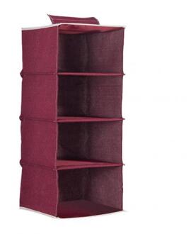 4-Layer Opknoping Bag Closet Garderobe Kleding Organisator Mand Boodschappen Opberglade Doos Thuis Supplieshigh Katoen Linnen wijn rood 4