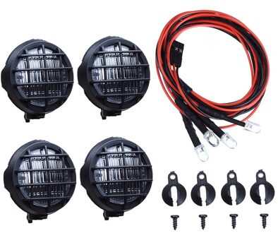 4 Led Wit Licht Met Lampenkap Voor 1/10 Traxxas Hsp Rc Crawler Accessoire Rc Auto Onderdelen Rood