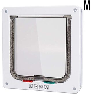 4 Manier Abs Plastic Afsluitbare Hond Kat Kitten Deur Beveiliging Flap Deur Dier Kleine Kat Hond Poort Deur Huisdier supplies S/M/L WTM 19.7x19x5.3cm