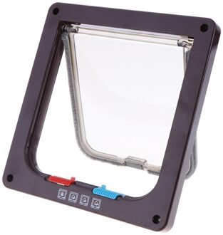 4 Manieren Koffie Afsluitbare Hond Kat Kitten Deur Beveiliging Flap Deur Abs Plastic Dier Kleine Kat Hond Hek Huisdier levert bruin / M 19.2 x 22 x 5.5cm