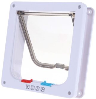 4 Manieren Koffie Afsluitbare Hond Kat Kitten Deur Beveiliging Flap Deur Abs Plastic Dier Kleine Kat Hond Hek Huisdier levert wit / S 19.2 x 22 x 2.2cm