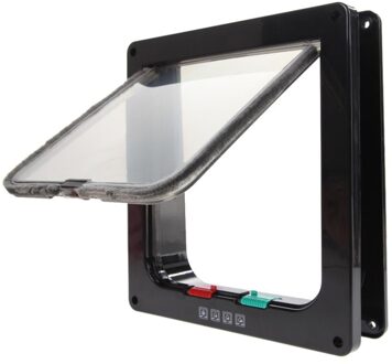 4 Manieren Koffie Afsluitbare Hond Kat Kitten Deur Beveiliging Flap Deur Abs Plastic Dier Kleine Kat Hond Hek Huisdier levert zwart / XL 27 x 23 x 5cm