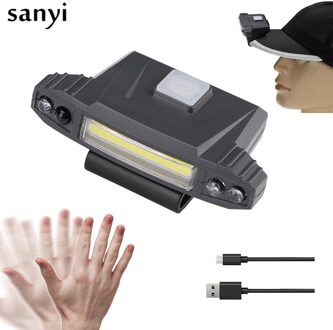 4 Modes USB Oplaadbare Cap Clip Licht Inductie COB Koplamp Hoed clip light lamp cap Ingebouwde batterij Verlichting