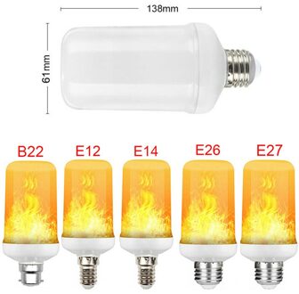 4 Modi 7W E12 E14 E26 B22 E27 Led Vlam Lampen 85-265V Led Vlam Effectieve Fire lampen Flickering Emulatie Decor Led Lamp