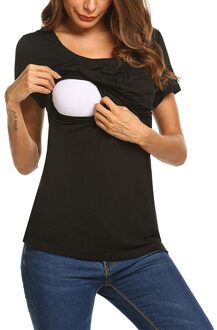 4 # Moederschap Effen Blouse Vrouwen Moederschap Korte Mouw Ronde Hals Gelaagde Verpleging Shirt Voor Borstvoeding Zwangere Shirt