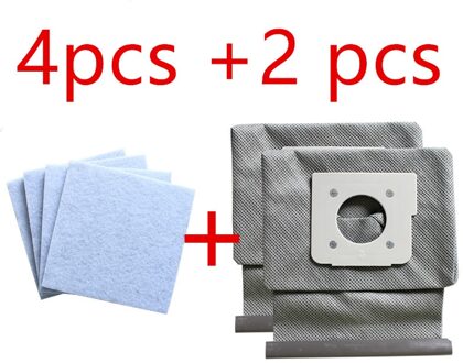 4 * Motor Katoen Filter + 2 * Wasbaar Lg Stofzuigerzakken Stofzak Vervangen Voor Lg V-743RH V-2800RH v-2800RB V-2800RY V-2810