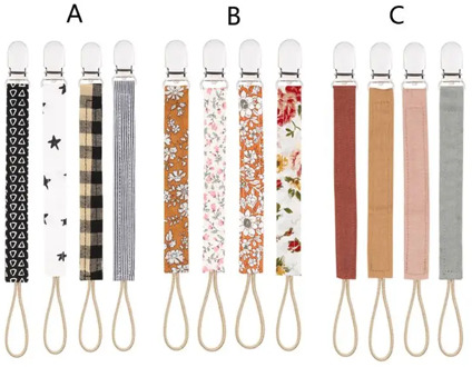 4 Pack Baby Pacifier Clip Chain Cotton Holder Pacifier Soother Clips Leash Belt Nipple Holder For Infant Feeding