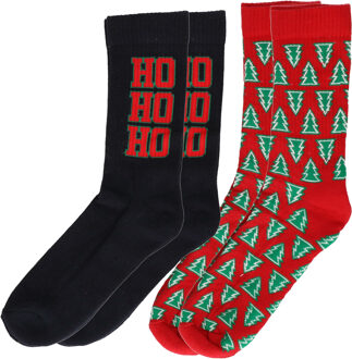 4-Pack foute kerstsokken voor heren donkerblauw en rood - Kerstsokken Multikleur