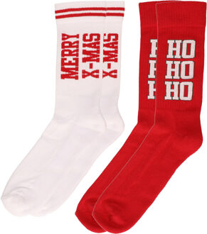 4-Pack foute kerstsokken voor heren rood en wit