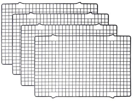 4 Packs Cooling Rack Bakken Rack Diy Bakken Tools Cake Koelrek Non-stick Brood Koelrek Bakken Taart koude Frame Zwart Geen