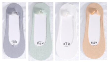 4 Pairs Vrouwen Heldere Kleuren Onzichtbare Sokken Lady Laag Uitgesneden Zachte Ademend Katoen Vrouwelijke Anti-Wrijving Comfortabele Sok