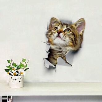 4 Pc Diy 3D Leuke Kat Hond Wc Muurstickers Badkamer Waterdicht Verwijderbare Achtergrond Muur Poster Home Decor Keuken Accessoires 1