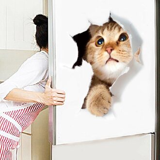 4 Pc Diy 3D Leuke Kat Hond Wc Muurstickers Badkamer Waterdicht Verwijderbare Achtergrond Muur Poster Home Decor Keuken Accessoires