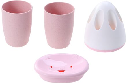 4 pcs/1 Set Bad Accessoires Praktische Plastic Leuke Zeephouder Cups Tandenborstelhouder Zeepbakje voor Wc Thuis badkamer