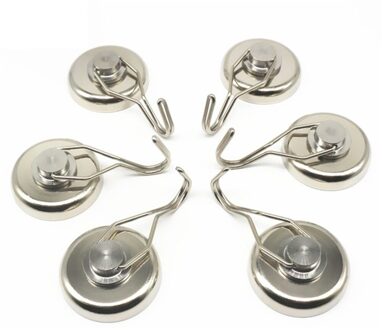 4 Pcs 360 Graden Draaibare Magnetische Haken Zware Magneten Sleutelhouder Koelkast Magneet Hangers Houders Voor Voor Thuis Keuken wo zilver