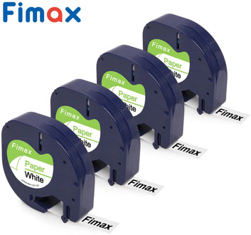 4 pcs 91200 Compatible DYMO LetraTag Label Tape 91220 91330 59421 Black on White 12mm*4m(1/2"x 13') Paper DYMO label printer