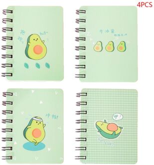 4 Pcs Avocado Spiraal Spoel Notebook Blanco Papier Journal Dagboek Planner Notepad Schoolbenodigdheden Briefpapier