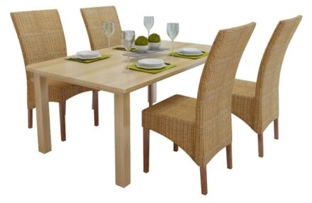 4 Pcs Brown Rattan Dining Room Chairs