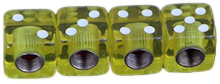 4 Pcs Dice Vorm Auto Vrachtwagen Wiel Bandventieldop Steel Cover Stofkap Fiets Ventiel geel